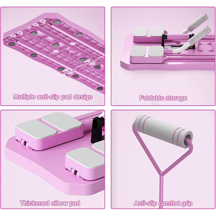Дошка для пілатесу LCBDYLR, багатофункціональний тренажер Ab-Core, складна дошка-реформер для пілатесу для дому рожева