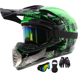 Дитячий і дорослий мотокросовий шолом Fullface для MTB, Downhill, BMX, мотоцикла, з окулярами і рукавичками