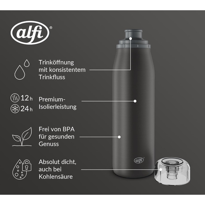 Пляшка Alfi ISO 500 мл, нерж. сталь, герметична, 12 годин гаряча, 24 холодна