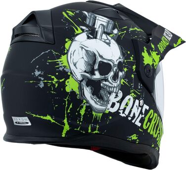 Шолом для мотокросу Broken Head Bone Crusher зелений з козирком та сонцезахисною шторкою – ендуро, MX, мотошолом
