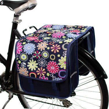 Велосипедна сумка BikyBag Classic для багажника, подвійна, рожеві маргаритки