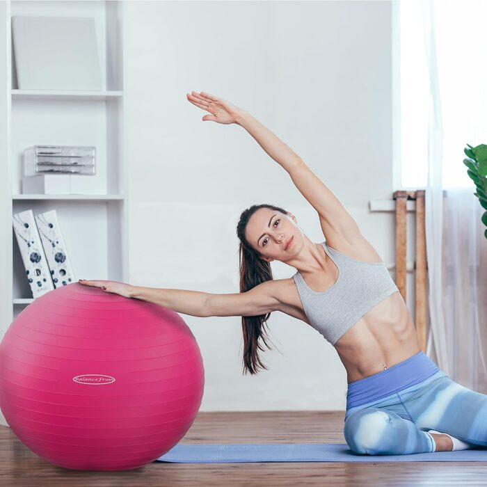 М'яч для вправ BalanceFrom Sports, Стійкий, Нековзкий, Насос, Pink XL 68-75 см