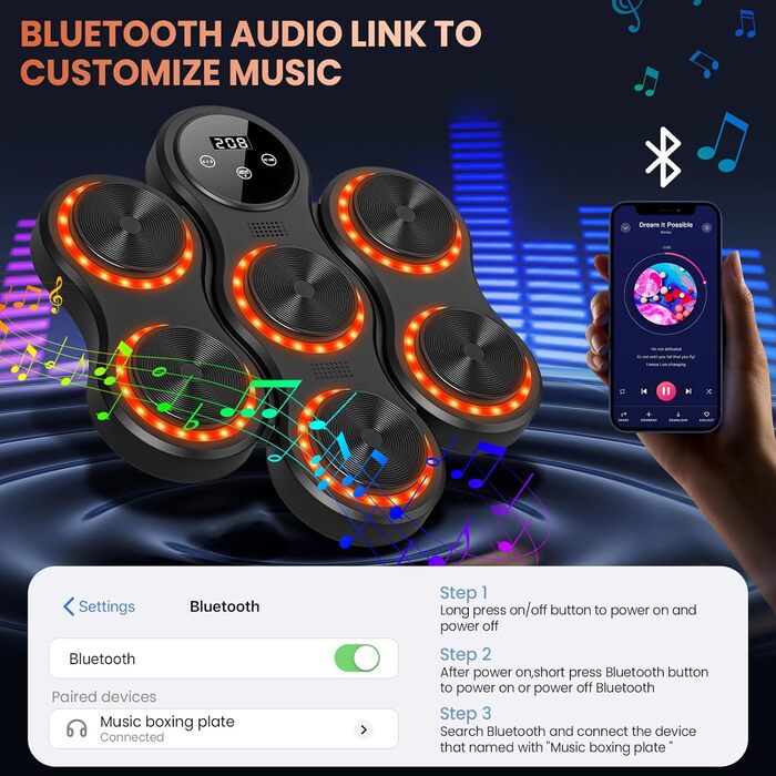 Музичний електронний боксерський тренажер для стіни з Bluetooth, 9 режимів, автоматичний підрахунок, рукавички, для дорослих