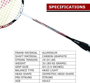 Ракетка Yonex Nanoray 7000I, бордова для бадмінтону