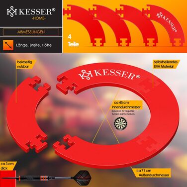 Захисне кільце для дартсу KESSER Ø45см настінний протектор (червоний)