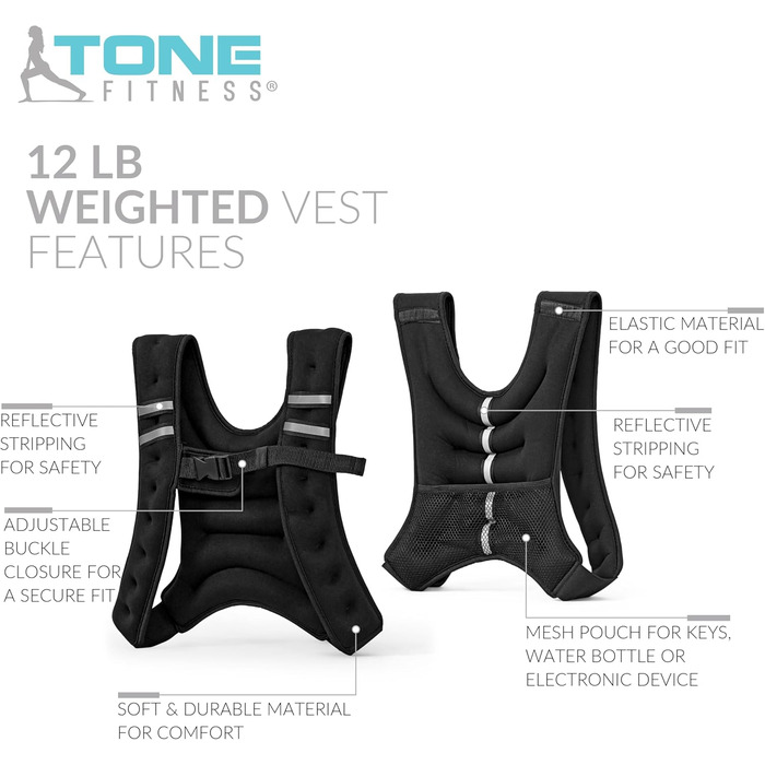 Жилет-обтяжувач Tone Fitness 5,4 кг для фітнесу та тренувань