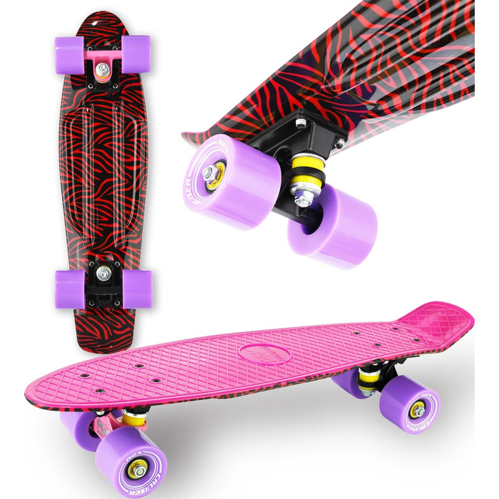 Скейтборд WeLLIFE Mini Cruiser RGX Рожевий 22 для підлітків, 78A PU, ABEC-7RS