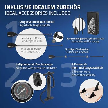 Надувна SUP-дошка для веслування стоячи 305/308/320/380 см, до 120/150 кг, товщина 10/15 см, з сидінням для каяка, комплект: сумка, весло, різні моделі