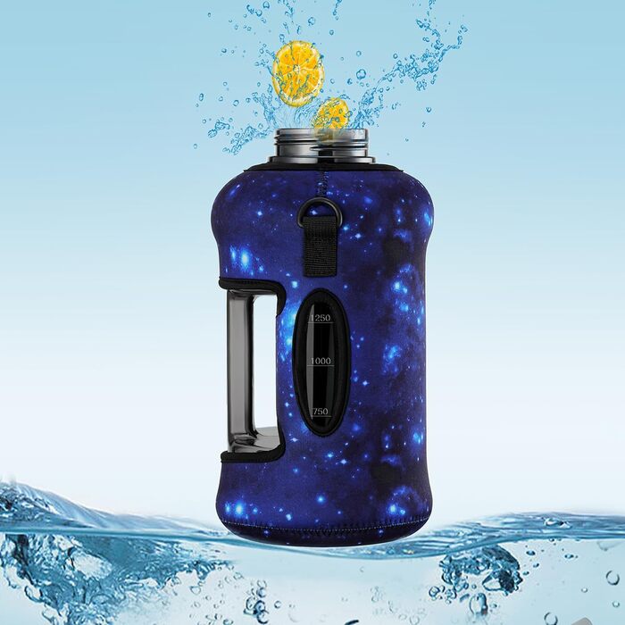 Спортивна пляшка для води Youcan Plato 2 л з трубочкою та чохлом, BPA Free, для газованої води, фітнес, спортзал