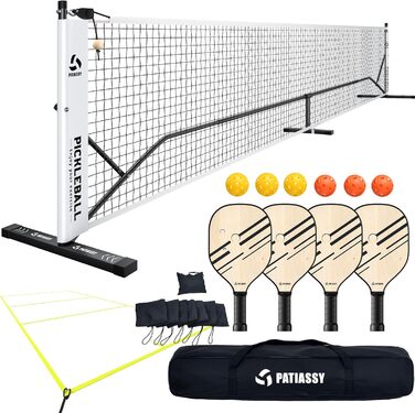 Набір сіток Patiassy Pickleball 6,6 м з розміткою, веслом і сумкою