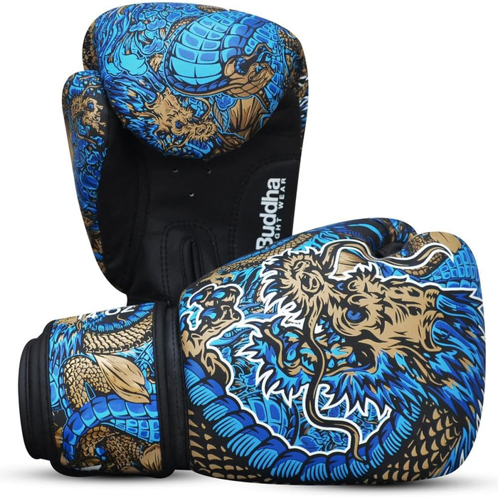 Боксерські рукавички BUDDHA FIGHT WEAR Dragon для тренувань і спарингів з муай-тай та кікбоксингу, унісекс, декілька кольорів, вага 300-360 г