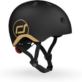 Дитячий захисний шолом Scoot & Ride XXS, чорний/золотий, з LED підсвіткою, регульований