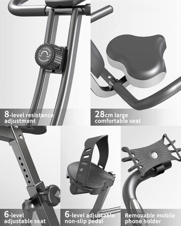 Велотренажер PROIRON Ergometer Складний веловелосипед для приміщень, 2 в 1, магнетрон, 120 кг з навантаженням, регульований опір, велотренажер