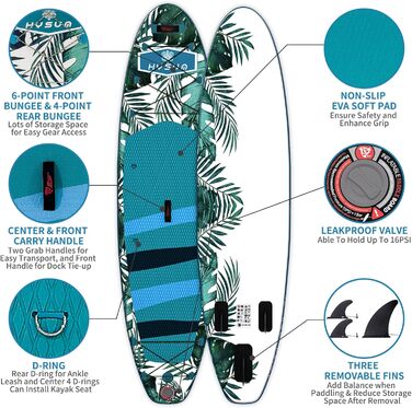 Надувна SUP-дошка HYSUM 10'x30''x6'' з аксесуарами: весло, плавці, ремінь, насос, рюкзак, ультралегка для початківців і професіоналів