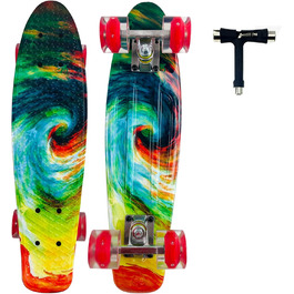 Скейтборд Sumeber Skateboard Kids Mini Cruiser Skateboard Complete 22 дюйми зі світлодіодними світловими колесами Скейтборд для дорослих Діти початківців Подарунок на день народження Color Swirl