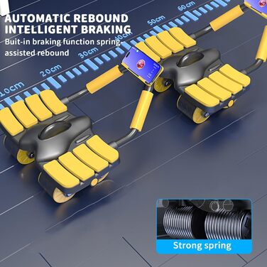 Автоматичний перекат живота, 4-роликовий ролик для живота Тренажер для м'язів живота - розширена підтримка ліктів, роликове колесо для основного тренажера 2 в 1 Ролик для тренажера живота для силових тренувань преса та кора (чорнийжовтий)