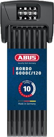 Складаний велосипедний замок ABUS BORDO 6000C з тримачем SH, кодовий, загартована сталь, рівень безпеки 10