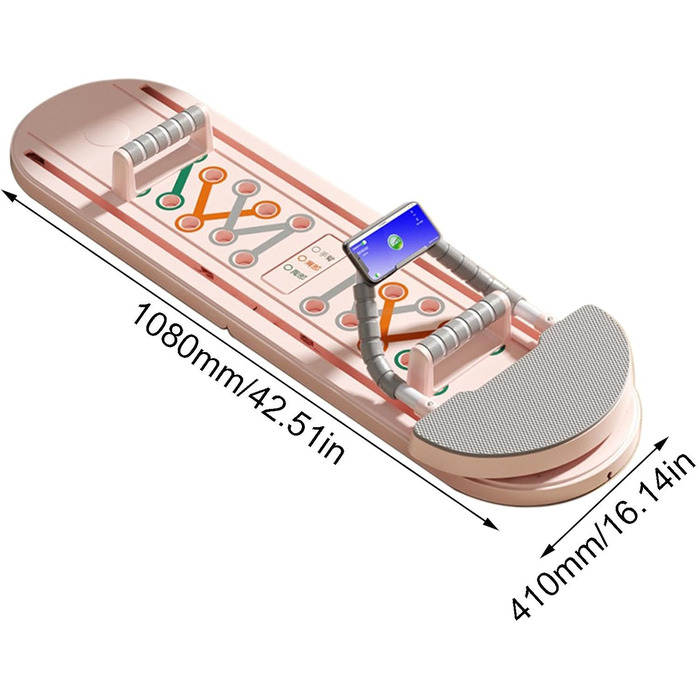 Регульована дошка для пілатесу, складаний тренажер для пілатесу, обладнання для реформатора для пілатесу, портативний тренажер 42.52 x 16.14 x 2.95 дюймів для покращення ваших основних тренувань (рожевий)