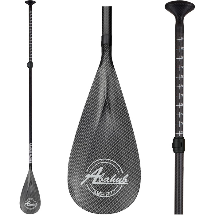 Abahub SUP весло 3-в-1 з карбону, телескопічне, 170-218 см, з сумкою, для сапборду, сірий карбоновий малюнок
