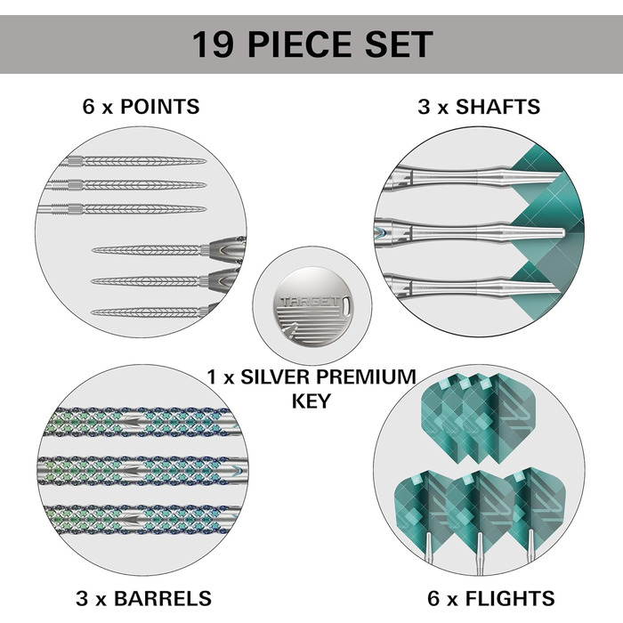 Мішені для дротиків Rove Swiss Point Steeldarts, 90% вольфрам, 23G