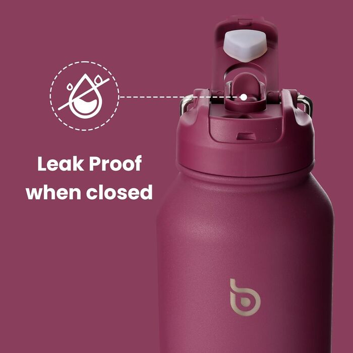 Спортивна пляшка bottlebottle 1л, нержавіюча сталь, ізольована, з трубочкою та контейнером для таблеток, червона