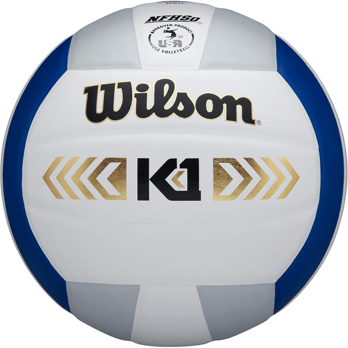 Волейбольний м'яч Wilson Unisex-Adult K1 Gold (офіційний розмір, синій/білий/сріблястий)