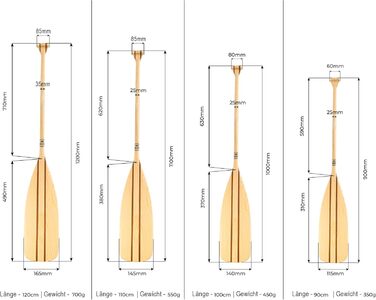 Весло John Paddle 110 см, дерев'яне, найвищої якості, EU Environmental