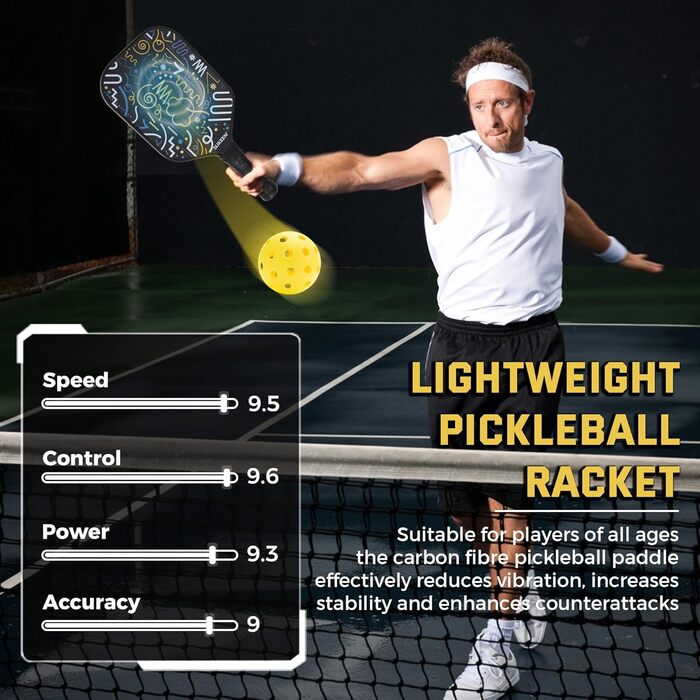 Весло Sukeen Pickleball T700 Carbon, 16 мм стільниковий сердечник, контроль