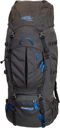 Рюкзак для туризму Tashev Outdoors Mount 100+20 л, фронтальний і верхній вхід, для жінок і чоловіків, з дощовиком, синьо-сірий, вироблено в ЄС