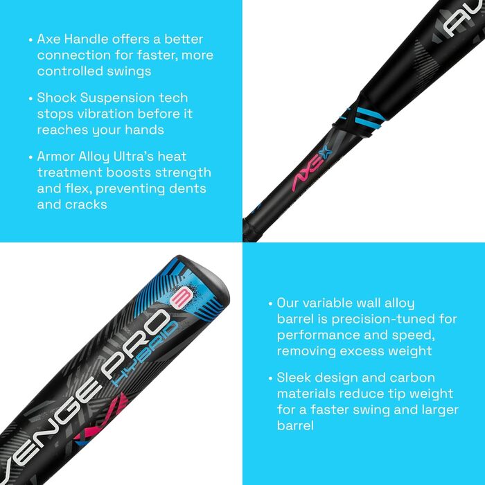 Бейсбольна бита Axe Avenge Pro 3 Hybrid для підлітків та дорослих, США, унісекс, алюміній