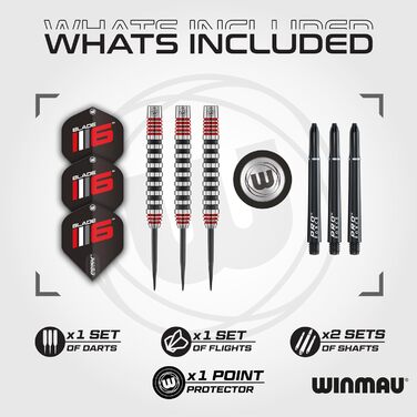 Дротики WINMAU Advance 500 24G червоні з крилами та стеблами