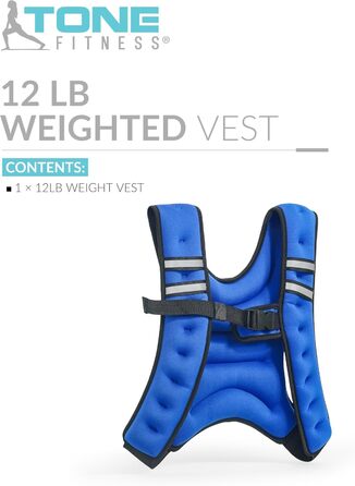 Жилет-обтяжувач Tone Fitness 5,4 кг, синій, для фітнесу