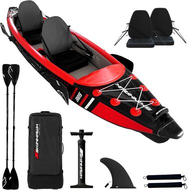 Надувний каяк SKINHAWK Premium Full Drop Stitch 385 см, червоний, для пригод, сланцевий човен-каное