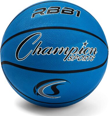 Професійний баскетбольний м'яч Champion Sports, гумовий, розмір 7, синій, для залу та вулиці, міцний, преміум-якість, для тренувань та спорту