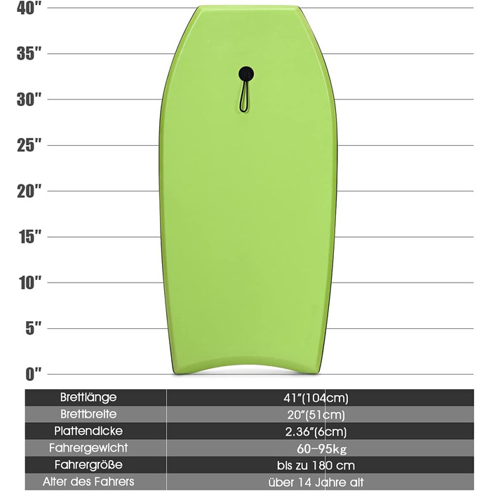 Дошка для серфінгу COSTWAY Bodyboard 104x56см (зелений/синій)