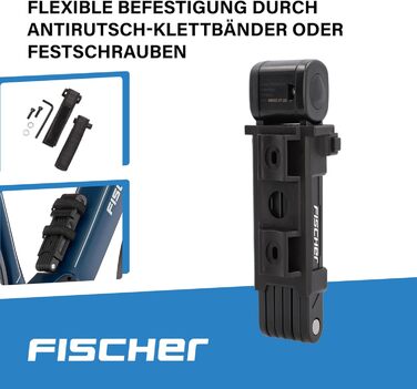 Велозамок складаний FISCHER 85852 з кріпленням і 2 ключами, чорний, 85 см