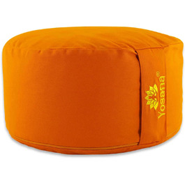 Подушка для медитації Yosana Yosana Yoga Cushion, кругла, з органічним наповнювачем зі спельти з Німеччини - Подушка для йоги з висотою сидіння 17 см і діаметром 35 см, нижня частина подушки сидіння з чохлом і ручкою з органічної бавовни, яку можна прати (помаранчевий)