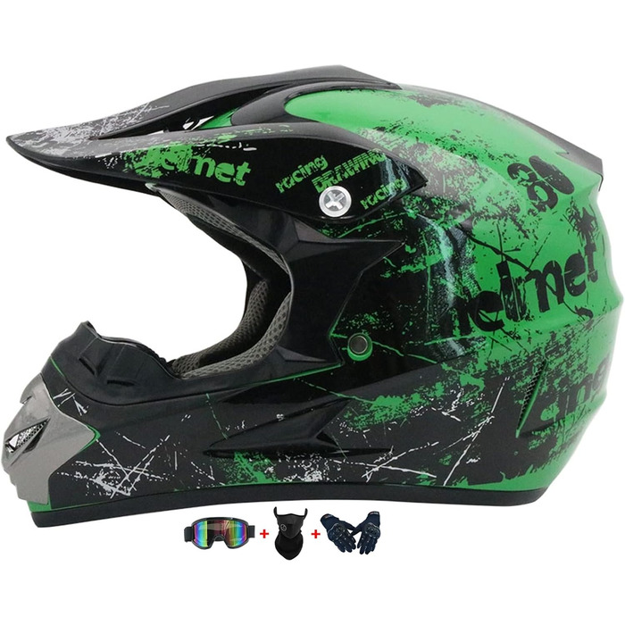 Дитячий мотокросовий шолом Fullface MTB з ABS, чоловічий/жіночий мотоциклетний шолом для даунхілу, квадроцикла, з окулярами та рукавичками