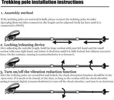 Трекінгові палиці Aihoye, амортизуючі, регульовані, для піших прогулянок або піших прогулянок, розбірні, міцні, 2 шт. и, легкі, туристичні палиці, всі аксесуари для місцевості та сумка для перенесення (чорна)