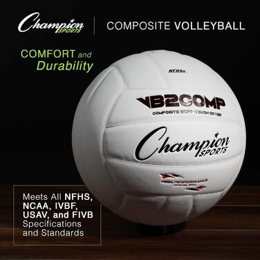 Офіційний волейбольний м'яч Champion Sports VB зі штучної шкіри - кілька кольорів сірий/синій/білий