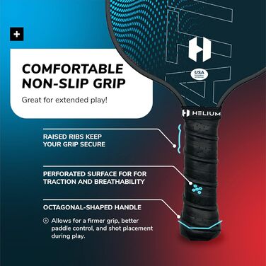 Набір ракеток для піклболу Helium Pro з карбону, 4 шт — сертифіковані USAPA, легкі, текстурована поверхня, стільникове ядро, 6 м'ячів, сумка