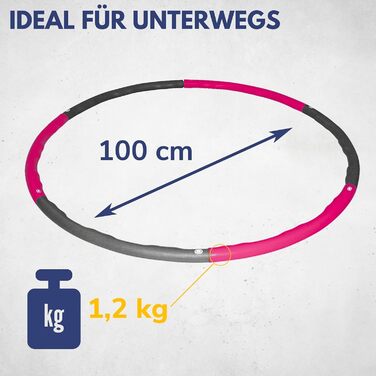 Найкращий спортивний обруч для фітнесу 100 см I 6 частин I рожевий/антрацитовий I Хула-хуп з вагою I Для схуднення I Фітнес вдома I Вага 1,2 кг