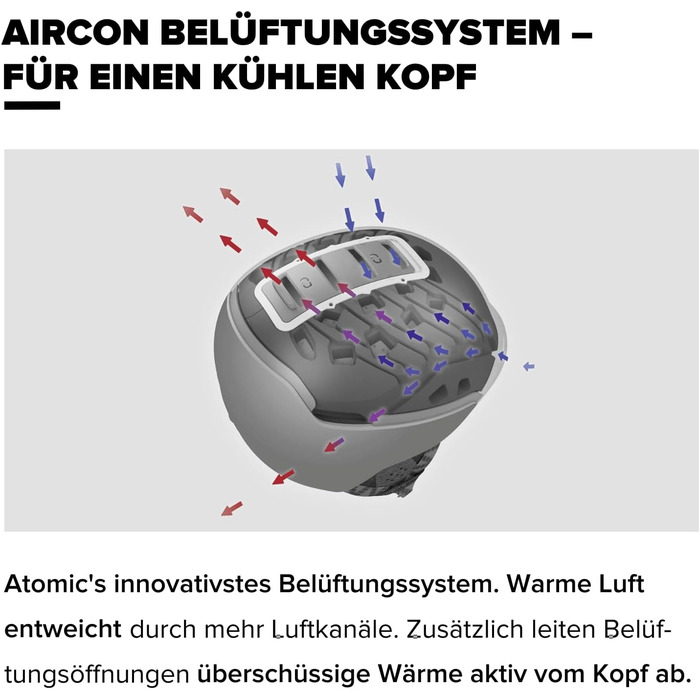 Гірськолижний шолом ATOMIC BACKLAND Light & Safe - Максимальна амортизація - Активна система вентиляції Aircon - 3D амбушури система 360 Fit для ідеальної посадки Black 55-59