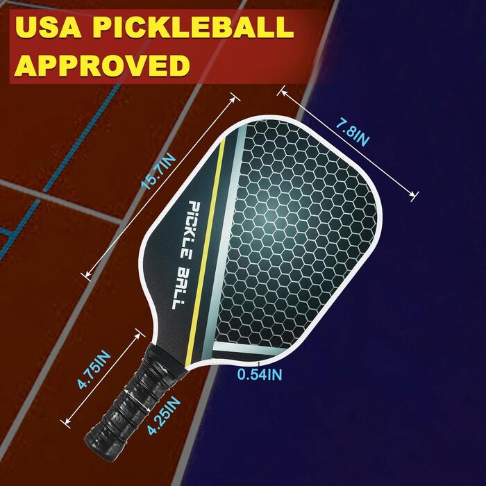 Графітова ракетка для піклболу, сертифікована USA Pickleball, з антиковзною та вологопоглинаючою ручкою, у комплекті з чохлом, Mesh