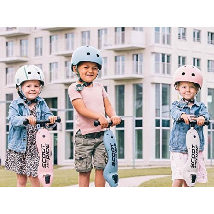 Дитячий шолом Scoot and Ride з регульованими ремінцями, матове покриття, розмір XXS, LED-світло, м'яка флісова підкладка для захисту