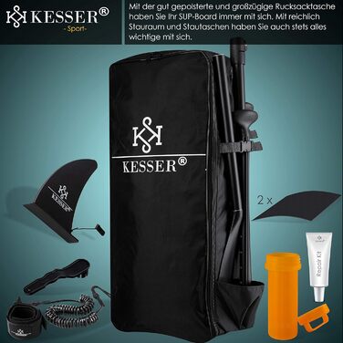 KESSER® Надувна SUP-дошка для веслування, преміум, 6 дюймів, з повним комплектом аксесуарів, для водного спорту, до 130 кг