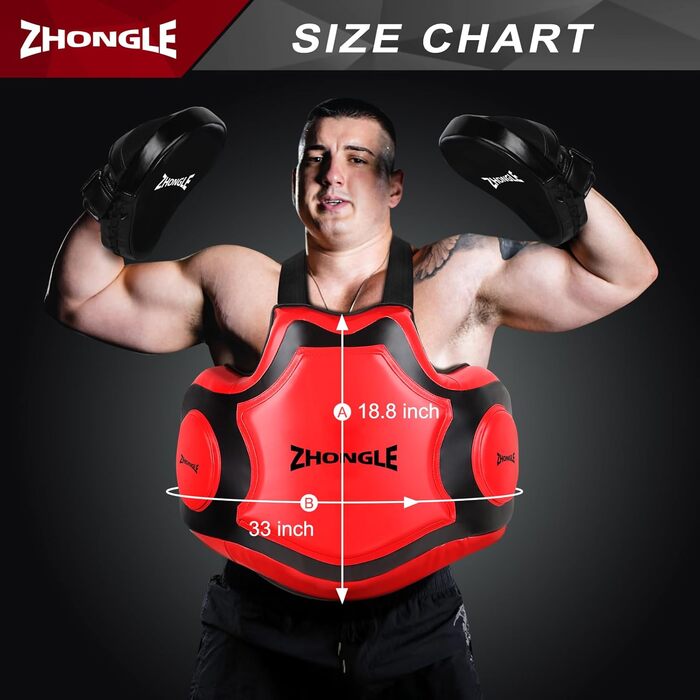 Бронежилет ZHONGLE, шкіряний килимок для єдиноборств, червоний, One Size