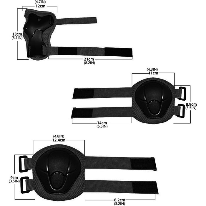 Набори наволочок Yuemei Kids, 3 пари Спортивні наколінники на відкритому повітрі Налокітники Щитки на зап'ястя Наколінники Налокітники Накладки на зап'ястя Протектори для дітей (чорні, 3 пари)