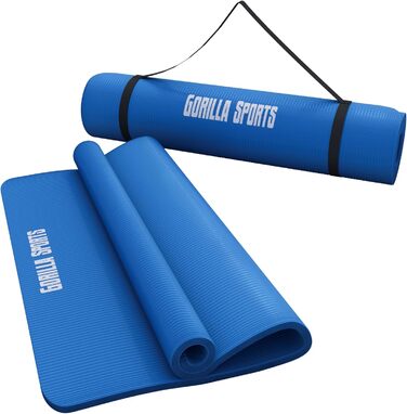 Килимок для йоги GORILLA SPORTS 190x60/100x1,5 см, без фталатів, не ковзкий