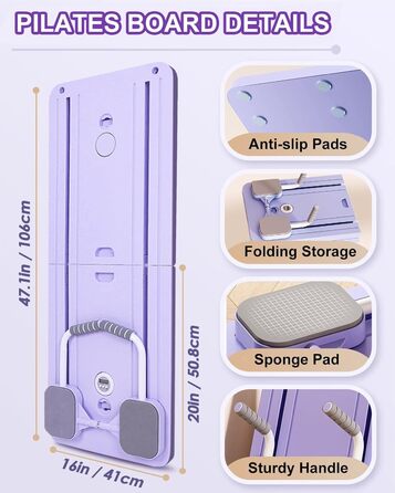 Набір дошок для реформаторів пілатесу Автоматичний ролик для живота з відскоком Складний тренажер для живота Тренажер для живота для дому з опором для ліктів і стрічками опору Фіолетовий